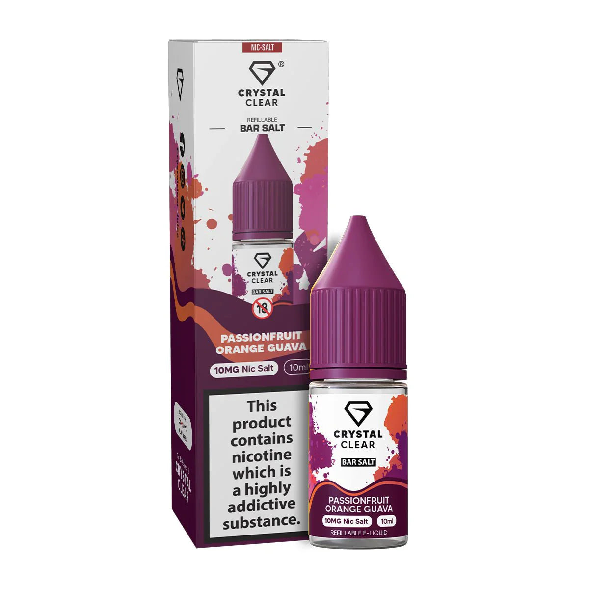 Crystal Clear Bar Nic Salts 10ml - Passionfruit Orange Guava