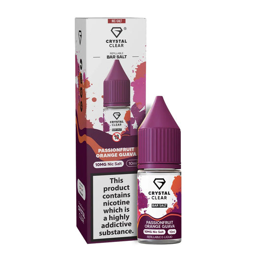 Crystal Clear Bar Nic Salts 10ml - Passionfruit Orange Guava